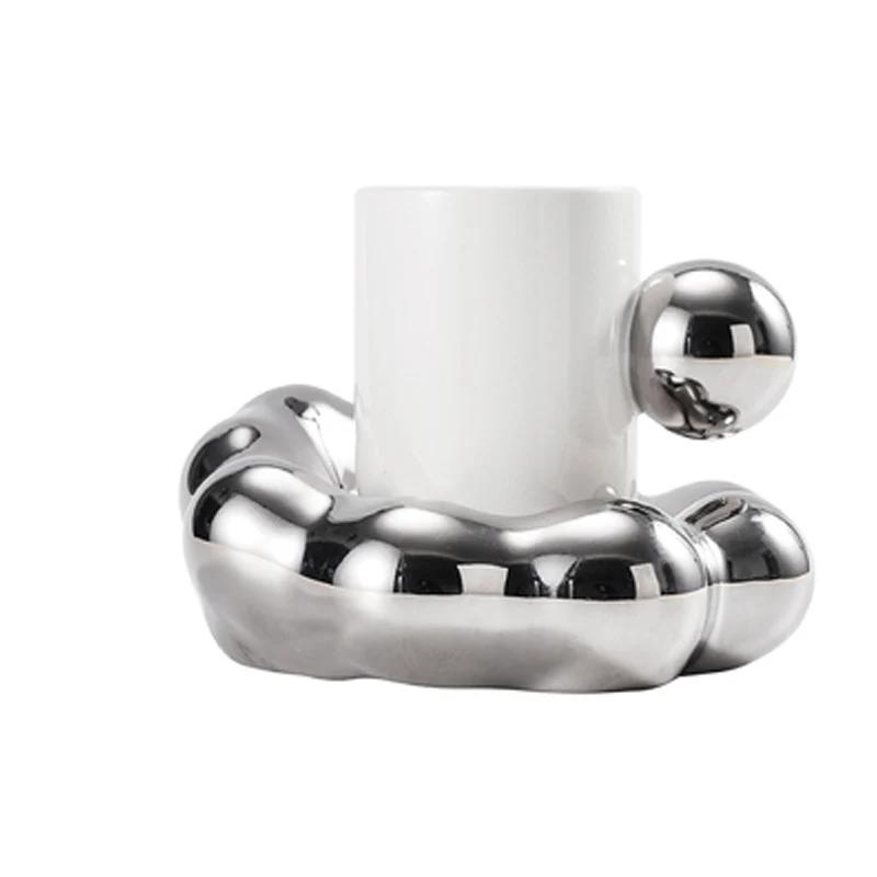 Главная Керамическая кружка Креативная форма Завтрак Кофейная чашка Пара Молочная чашка 280 мл Кофейная кружка Украшение гостиной Обеденная посуда