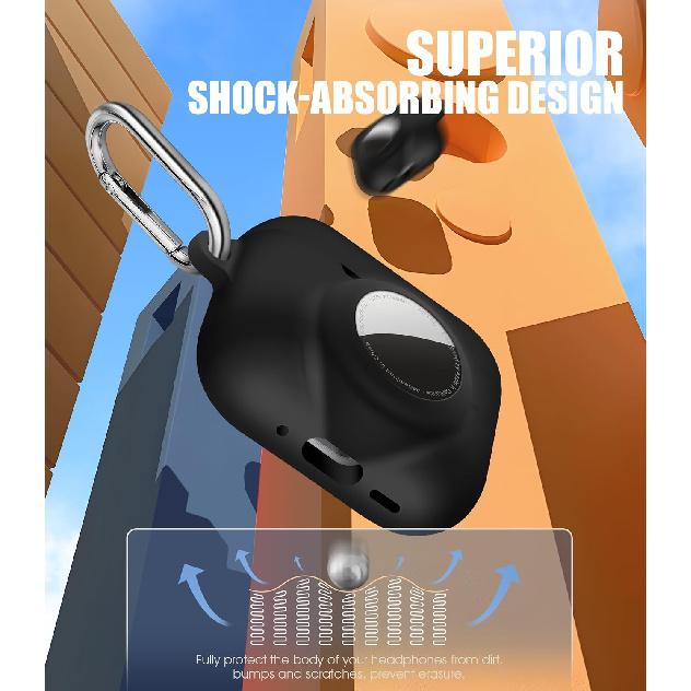 2 in 1 Case for AirPods Pro 3 and AirTag (Black)