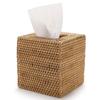 Square Rattan Tissue Box Cover Hand Woven Wicker Tissue Holder 57x57x57 In For Home Living Room Office Bathroom