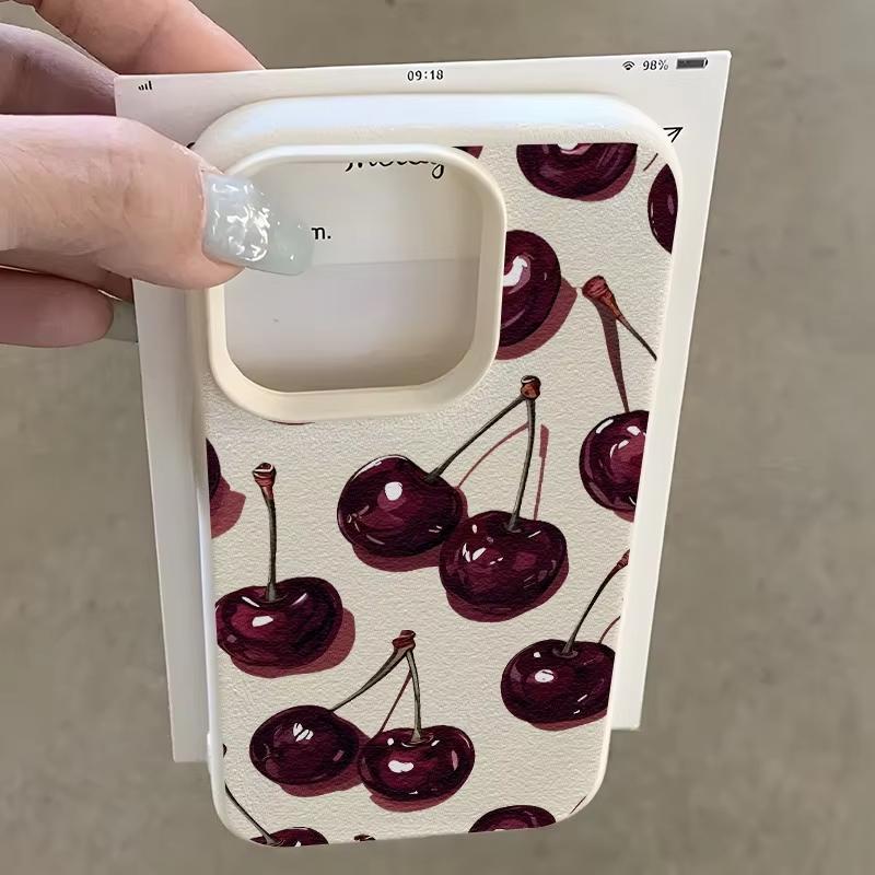 Чехол для телефона винно-красный с рисунком вишни, текстурой личи для iPhone 17 Pro Max 11 12 13 14 15 16 17 Air 15 Plus X XS XR 16E, мягкий чехол