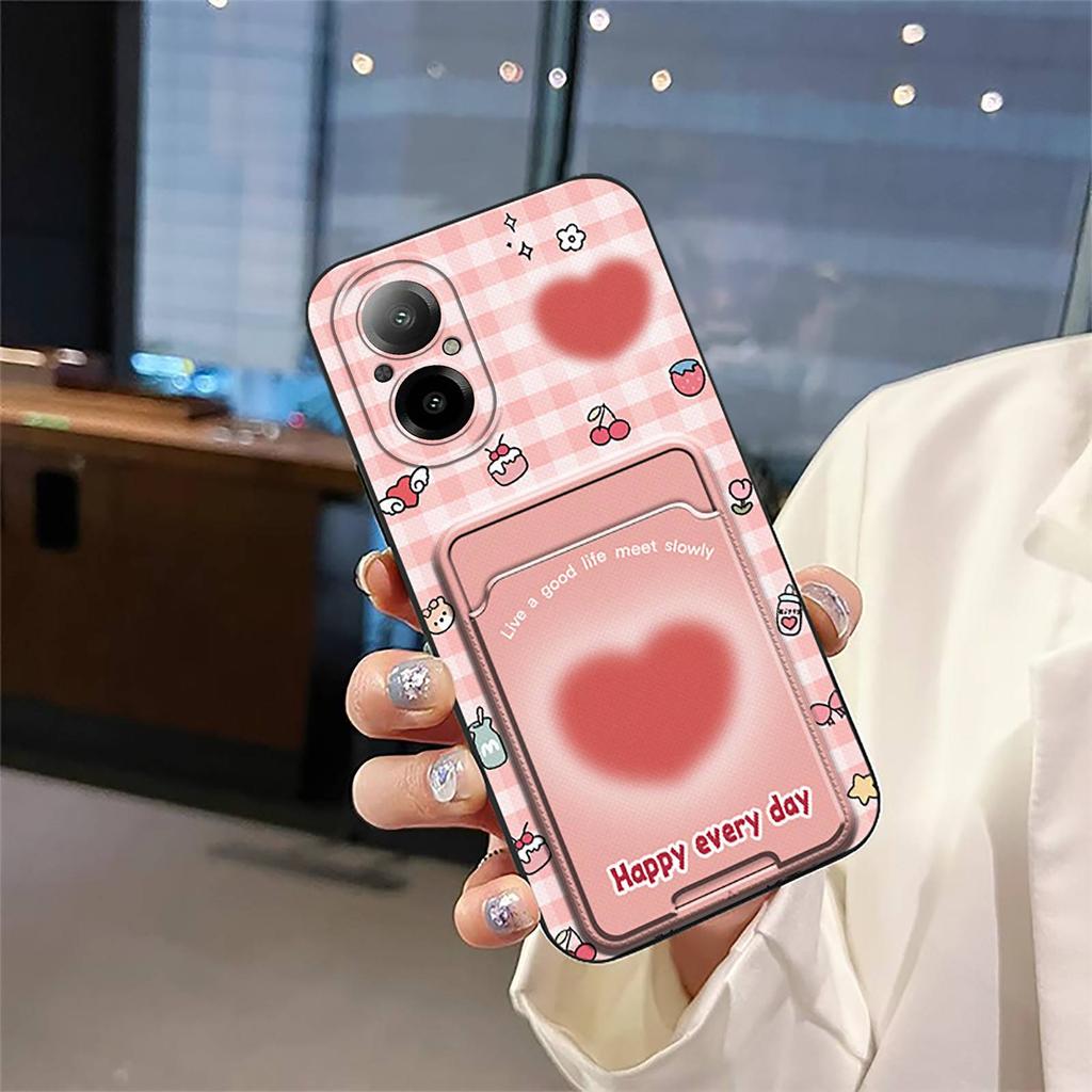 Прочный Модный Дизайн Чехол для Телефона Для Realme C67 4G/Realme12 Lite Слот для Карт Граффити ТПУ Пыленепроницаемый Мультяшный Кармашек для Карт