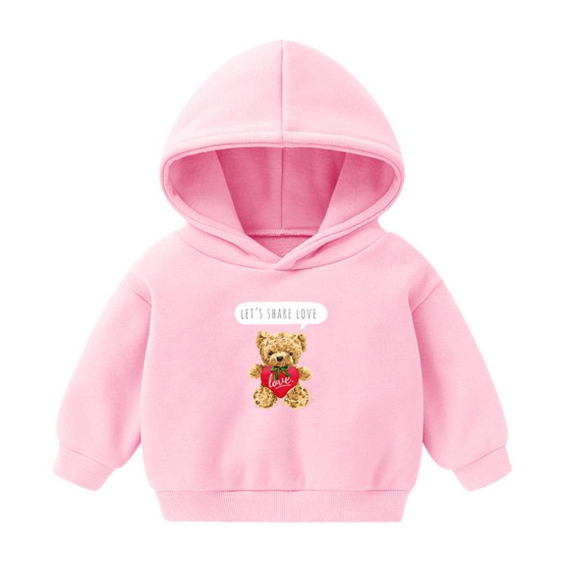 Детская толстовка с капюшоном с весенним мультяшным медведем для мальчиков и девочек