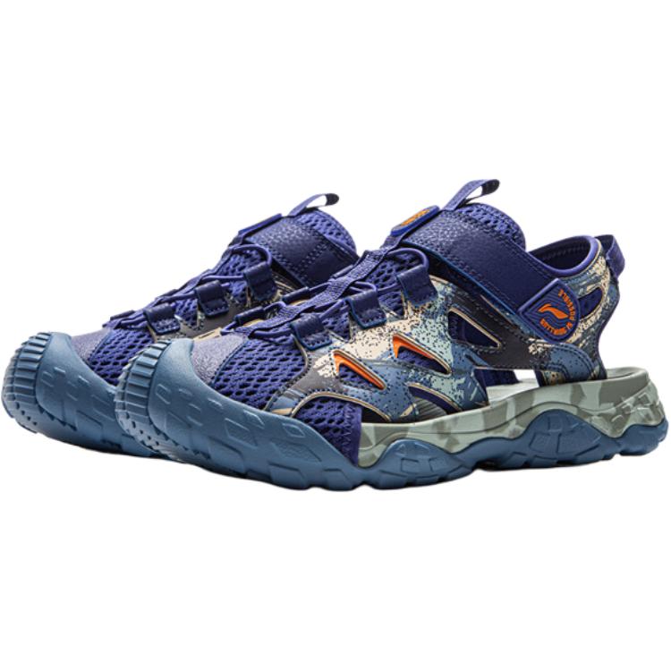 Li Ning Модные Универсальные Нескользящие Износостойкие Детские Сандалии с Низким Верхом Детские Сандалии Синие YKEV016-1