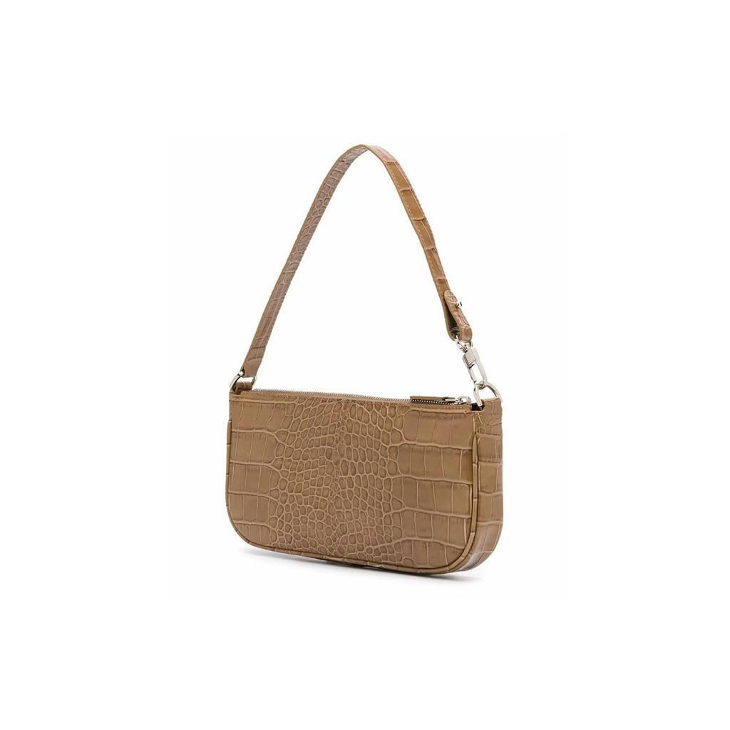 By Far Rachel Vintage Crocodile Pattern Zipper Closure Sheepskin Underarm Shoulder Bag Women bags Brown Yellow 20CRRCLSTPDMED