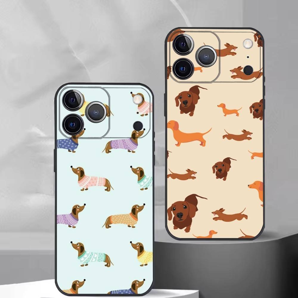 Милый такса сосиска D-Dog Чехол для телефона для iPhone 17, 16, 15, 14, 13, 12, 11 Plus, Pro Max, Другие Мягкий Черный Чехол