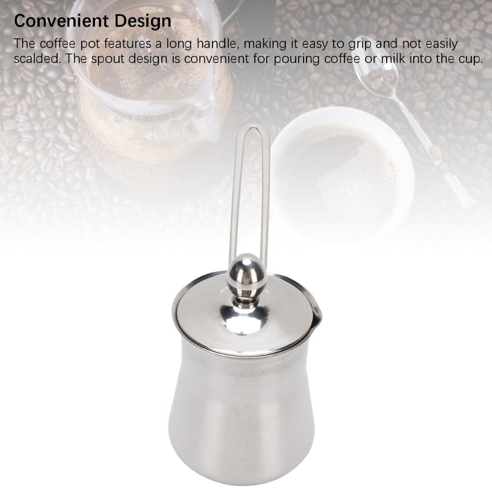 Stainless Steel Greek Coffee Pot Heat Resistant Handle Arabic Coffee Pot Stovetop Cooking