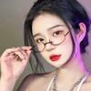 Japanese Lower Half-Frame Glasses Female Cute Decorative Frames Imperial Sister Pure Desire Wind Half-Frame Glasses Without Lenses