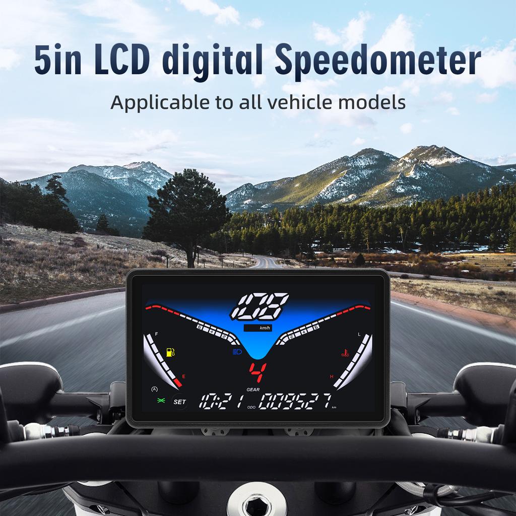 Мотоциклетный ЖК-экран Инструмент Мотоциклетная электронная приборная панель Мото Спидометр Температура воды Одометр с датчиком Кронштейн