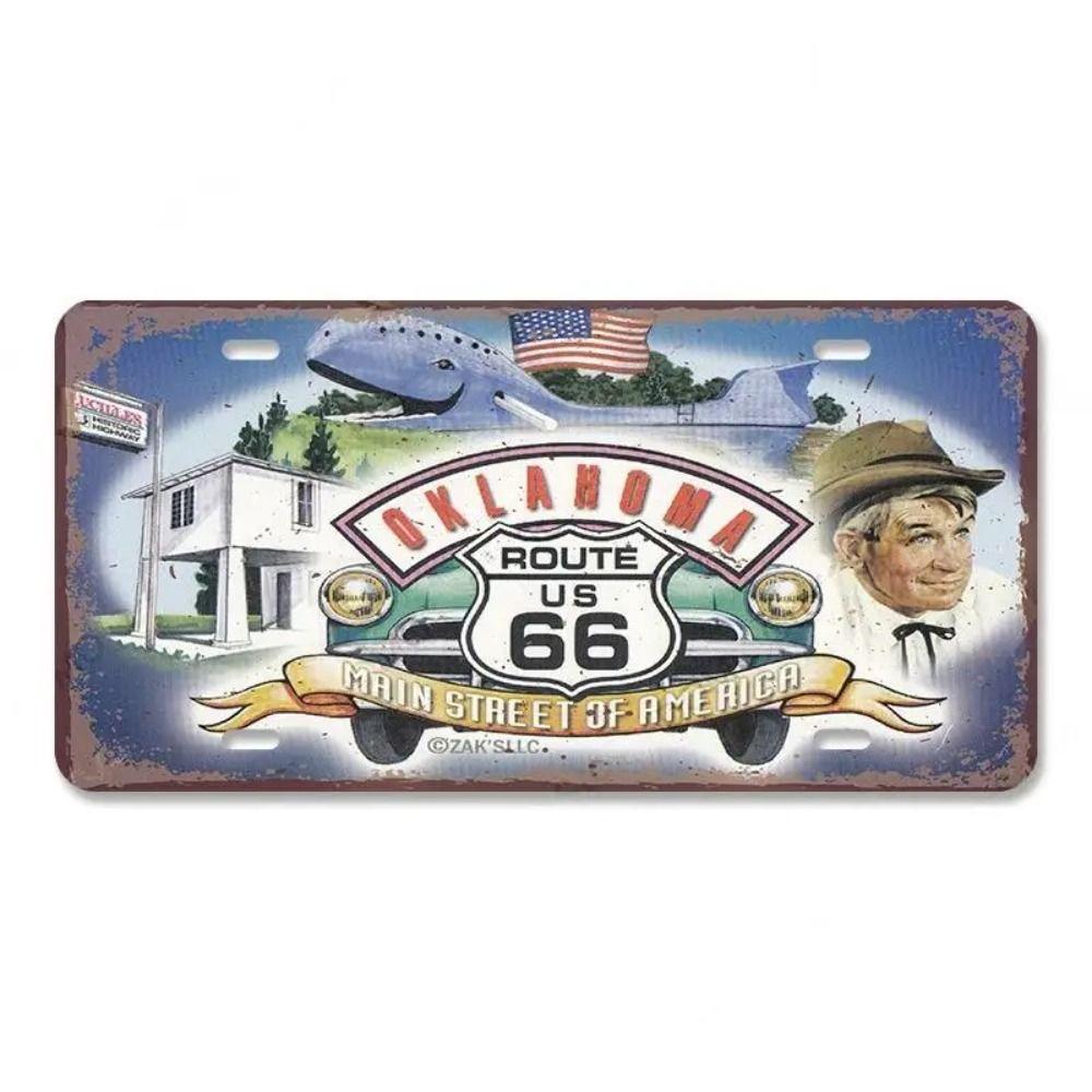Сувенирный номерной знак Route 66, Винтажная металлическая автомобильная табличка 15x30см