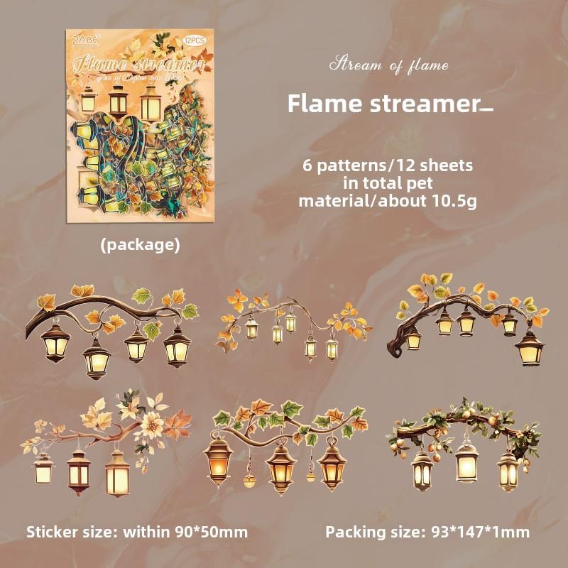 12pcs/pack PET Aesthetics Lantern Stickers Shell Light DIY Scrapbooking Collage Stationery Decor Junk Journal Sticker