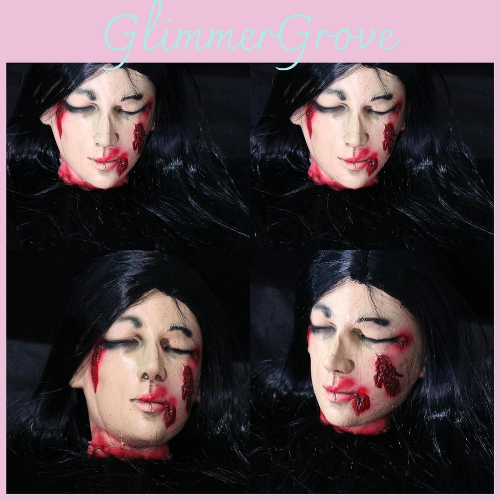 Haunted House Halloween Scene Decoration With Latex Long Hair Female Head Prop