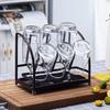 Tumosando Glass Stand, Holds 6 Glasses, Carbon Steel, Silicone, Cup Storage Rack, Drainer, Cup Stand, Glass Holder, Drying Rack, Non-Slip, Space-Savin
