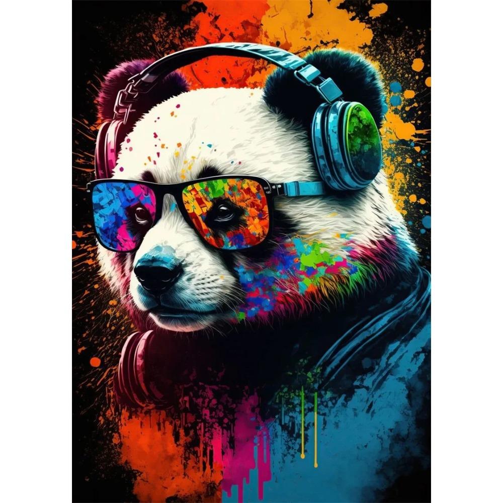 Поп-арт Цветные Неоновые Животные DJ Музыка Постер Эстетичная Капибара Кошка Собака Панда Кролик Печать на Холсте Настенное Искусство Настенная Живопись Декор Комнаты