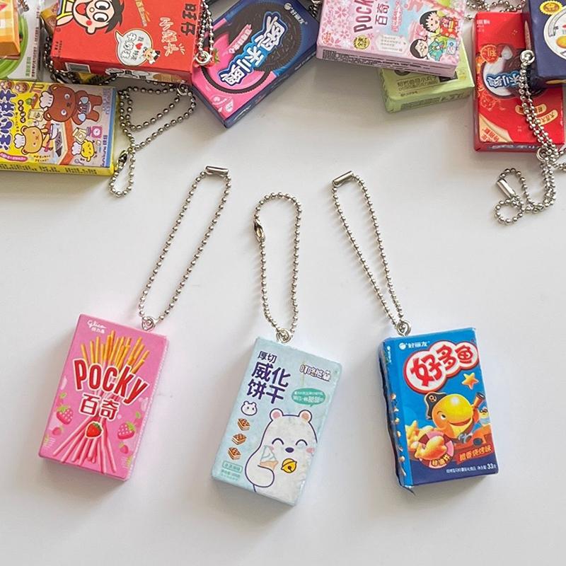 3Pcs Harajuku Fun Simulated Snack Pendant Potato Chip Biscuit Keychain Novelty Simple Hanging Gifts
