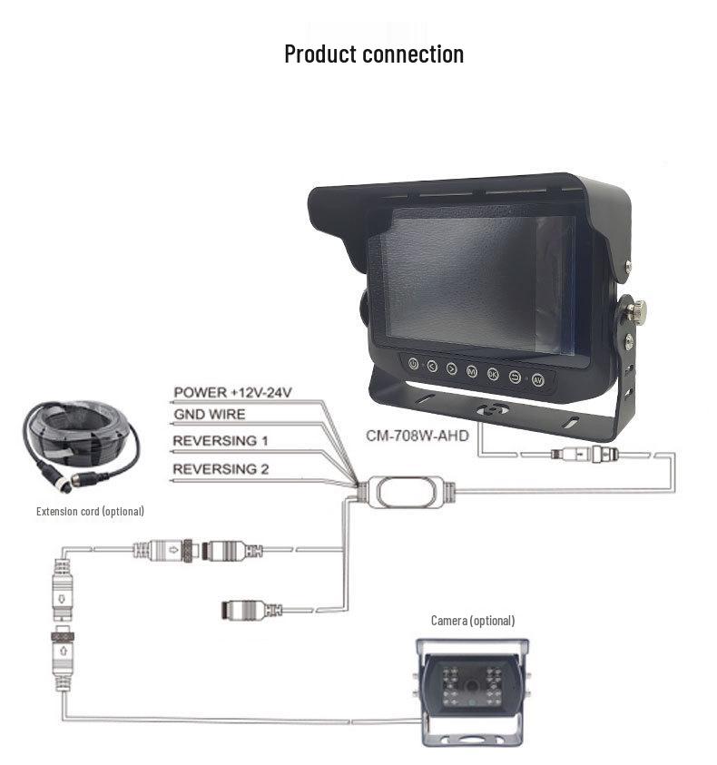 7-inch IP68 Waterproof AHD HD Display Kit for Engineering Vehicles