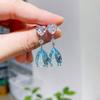 Huitan Love Wedding Eternity Earrings for Women Blue/Green Pear Cubic Zirconia Drop Earrings Temperament Elegant Lady's Jewelry