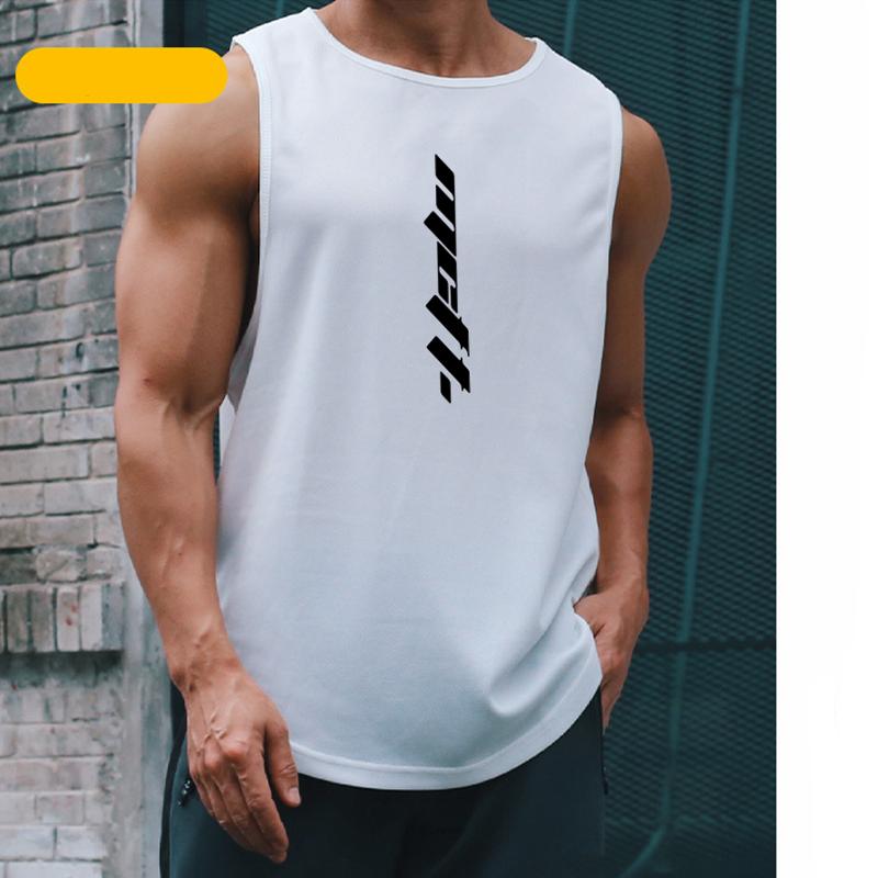 Summer Quick Drying Fitness Vest Mens Mesh Clothing Sleeveless Waistcoat Loose Basketball Running Sports Trend Short Sleeve Tees