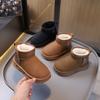 Children's Snow Boots Winter New Girls Fashion Short Boots Medium and Older Children's Fleece Thickened Leather Boots Boys' Warm Cotton Boots