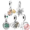100 %925 Sterling Silver Garden Series Lucky Four -Leaf Clover Pendant Charm Fit Original Brand Bracelet Fashion Jewelry