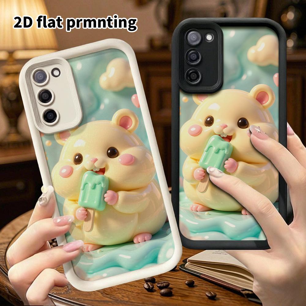 Phone Case: 2D flat design suitable for Samsung Galaxy A34 A35 M05 M06 S20 S22 S21 FE Plus 5G protective case, popsicle hamster, perfect holiday gift