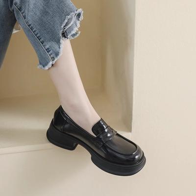 Туфли JK на толстой подошве из маленькой кожи женские в британском стиле маффин на мягкой подошве лоферы весенние с круглым носком на шнуровке универсальные туфли Мэри Джейн