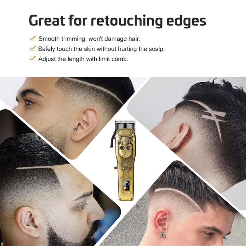 All Metal Electric Barber Electric Hair Cutter Electric Push Rechargeable LCD Digital Display Professional Engraving Hair Clipper