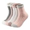 5 Pairs Winter Socks Thick Microfiber Mixed Colors Mid-tube US 6-10 Anti-slip High Elasticity Keep Warm Fluffy Sleep Socks
