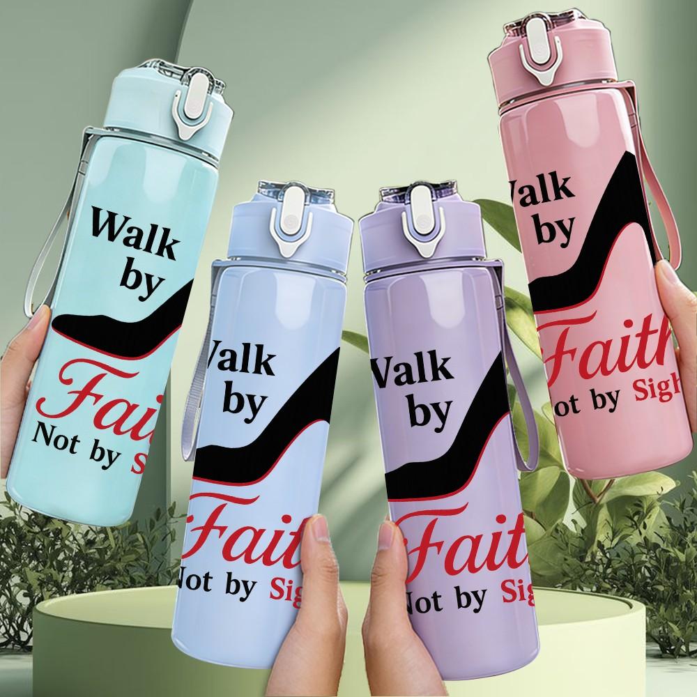 1 шт. Walk By Faith Туфля на высоком каблуке 750 мл Цветная Пластиковая Спортивная Бутылка для Воды Герметичная Крышка с Откидной Соломкой Подходит для Спорта, Офиса, Дома