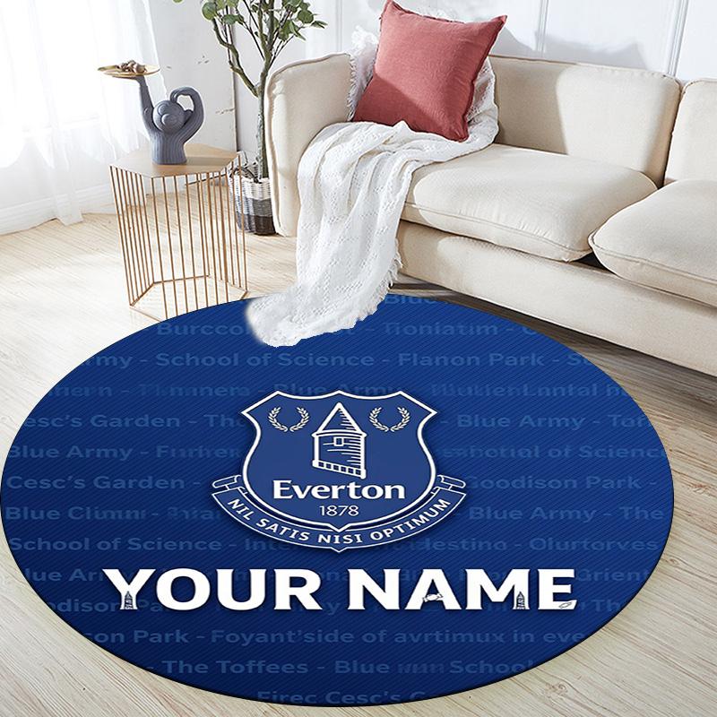 Custom Name Everton Round Area Rug,Carpet Rug for Living Room Bedroom Sofa Playroom Decor,Non-slip Floor Mat