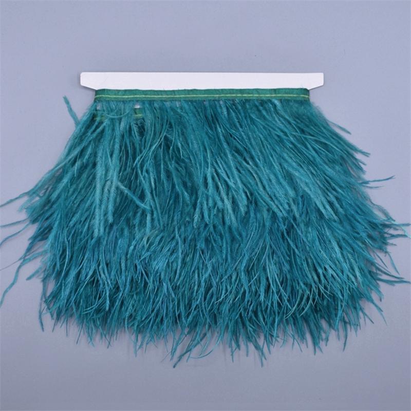 10Meters Colored Ostrich Feathers On Ribbon Trim 8-10Cm Skirt Fringe On Tape Ostrich Feather Trims Sewing Trimmings Decoration