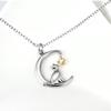 New Fashion Cute Micro-inlaid Moon Cat Pendant Necklace Female Valentine's Day Gift Jewelry