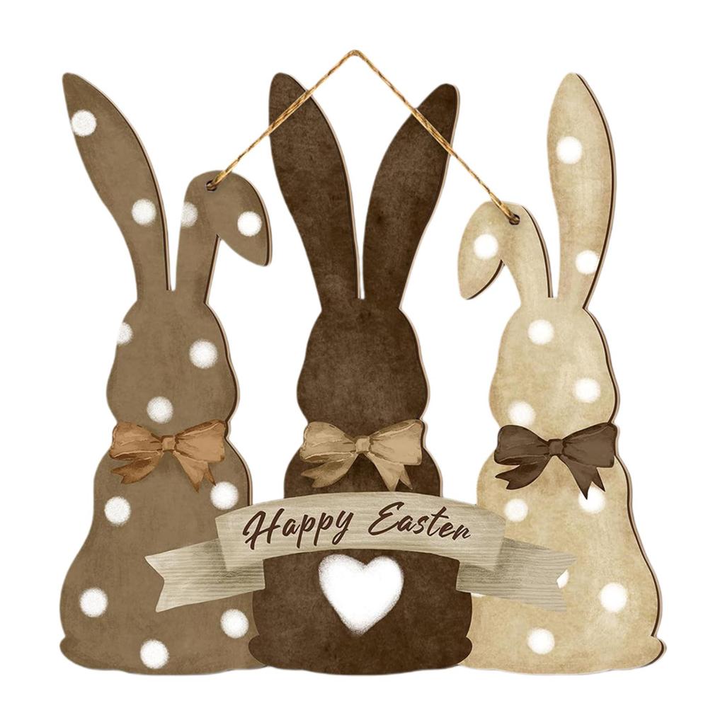 Easter Wooden Hanging Sign Bunny Welcome Decor, Decorative, Practical Cute Door Wall Plaque