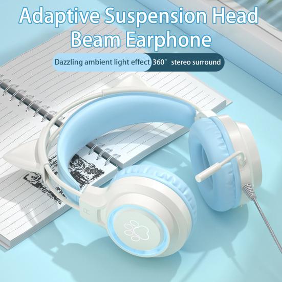 Проводные наушники с объемным звуком на 360 градусов, шумоподавлением и микрофоном, RGB-подсветка, проводная гарнитура, игровые принадлежности