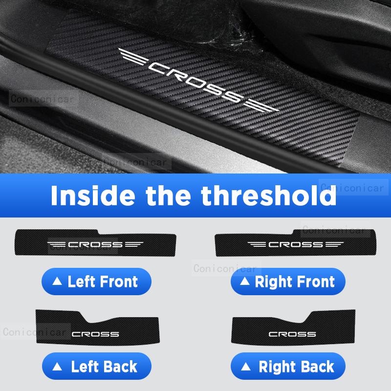 For Toyota Corolla CROSS Car Door Sill Sticker Protector Decorate  -2024 Waterproof Threshold Strip Dust Pad Accessories