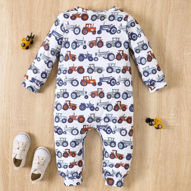 Милое боди для маленьких мальчиков и девочек, боди с мультяшным принтом автомобиля, нижняя часть шеи, боди с длинными рукавами, весенне-осенний игровой костюм для новорожденных, От 0 до 24 месяцев