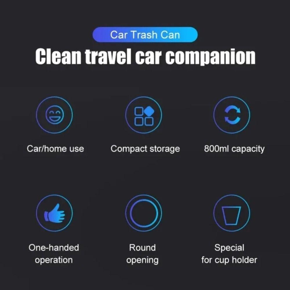 Click Open Cover Car Trash Can Dustbin Desktop Trash Can Container Car Garbage Bin Home