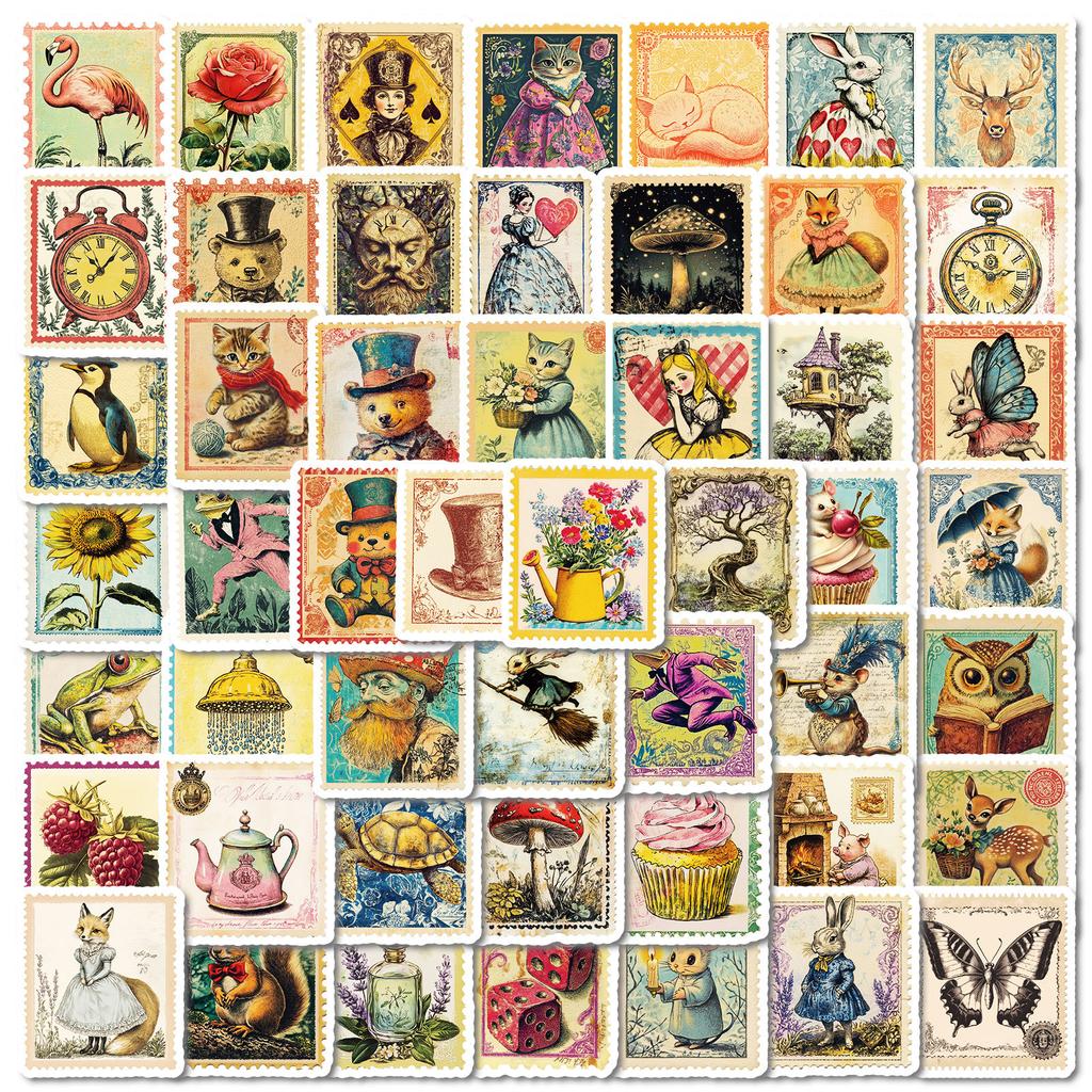 50 Премиум Детские Штампы Граффити Водонепроницаемые Наклейки Скандинавские Наклейки Винтажный Стиль