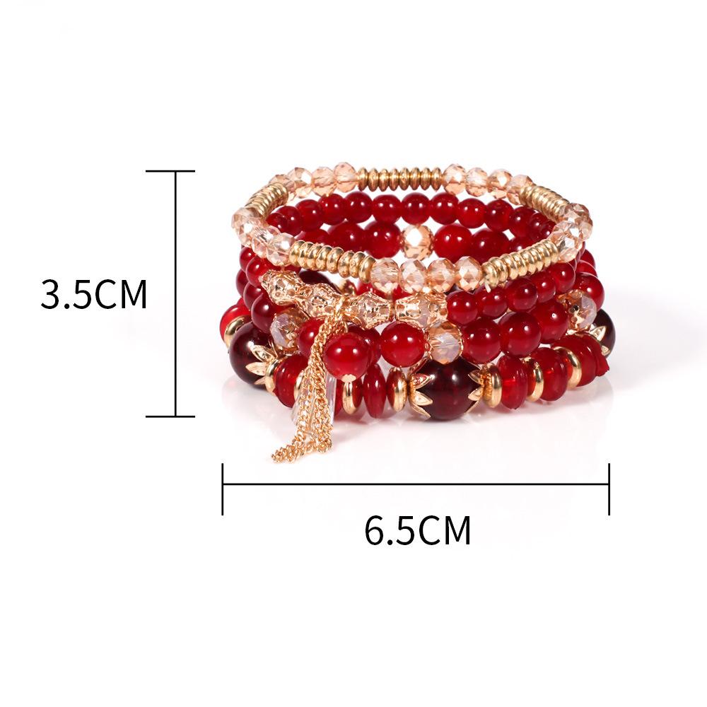 4Pcs/Set Boho Colorful Beads Bracelet Set For Women Fashion Tassel Charm Glass Beaded Chain Wristband Female Jewelry Gift