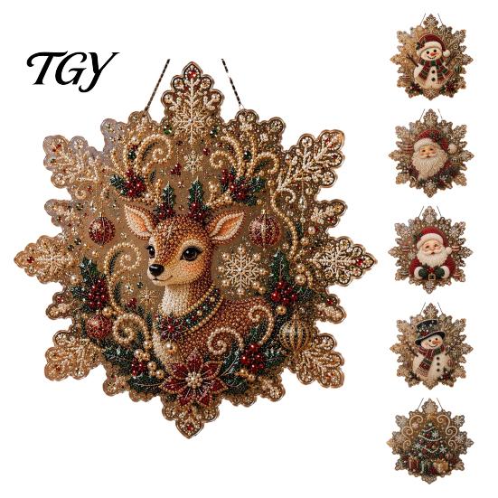 Christmas Tree Hanging Ornaments Faux Pearl Art Ornament Kit, DIY Beads Painting Creative Gifts for Women Suncatcher, Snowflake Shape Acrylic