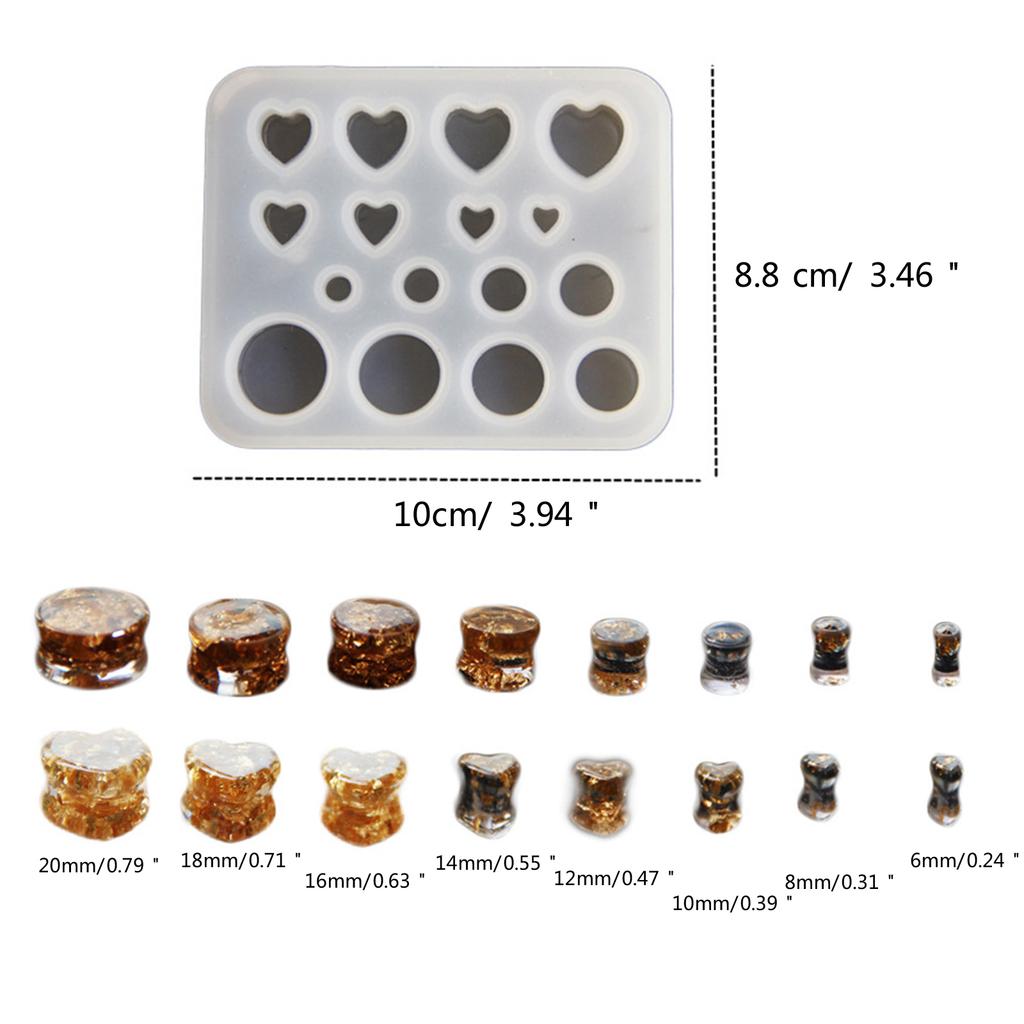 Форма для ушного манометра, круглая и в форме сердца, инструмент для растягивания ушей, формы для растягивания ушей, силиконовый материал для растягивания ушей