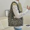 Chic And Trendy Wool Leopard Print Shoulder Tote Bag For Daily Fashion Needs