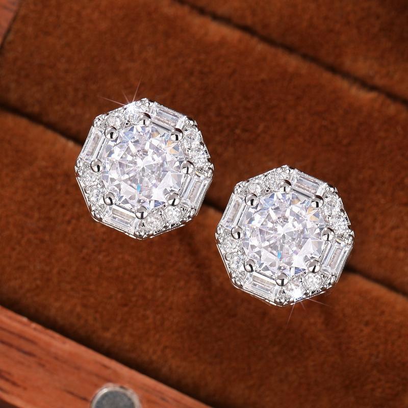 Xiaomi Huitan Hexagonal Stud Earrings Sparkling Ear Stud for Women Dazzling Crystal CZ Luxury Trendy Geometric Earrings New Jewelry
