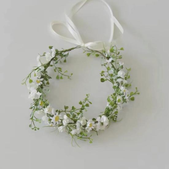 Девочки Венок Ободок Искусственные Цветы Листья Декор Регулируемая Лента Ручная Работа Гирлянда Свадьбы Фестивали Декор