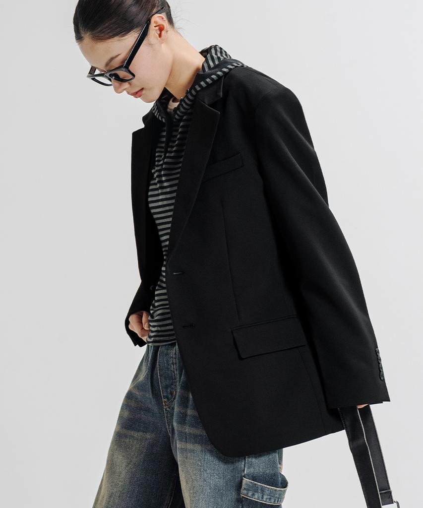 Однобортный блейзер Lemain Second Basic Oversized [Черный]