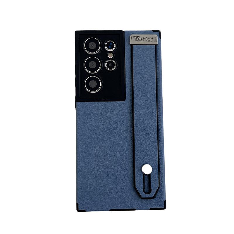 Чехол для мобильного телефона Samsung S23 Ultra с узором из кожи личи, подходит для SAMs22ul, противоударный, полностью закрывающий, с подставкой-браслетом, деловая обложка