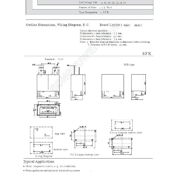 20 шт./лот Реле SANYOU SFK-112DM 105DM 124DM Реле кондиционера Силовое реле SFK 112DM 12В DC 20А 250В AC 4 контакта 1H Форма A