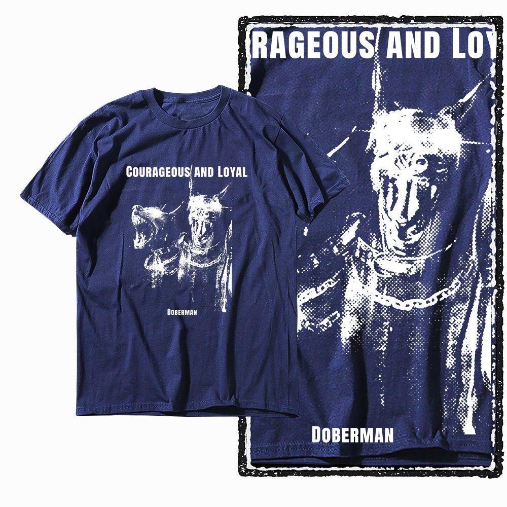 G59 NAVY Big Size 100% Cotton Dog Printed Men's T-shirt | Streetwear Cool Vintage O-neck Men's Tee Tshirt