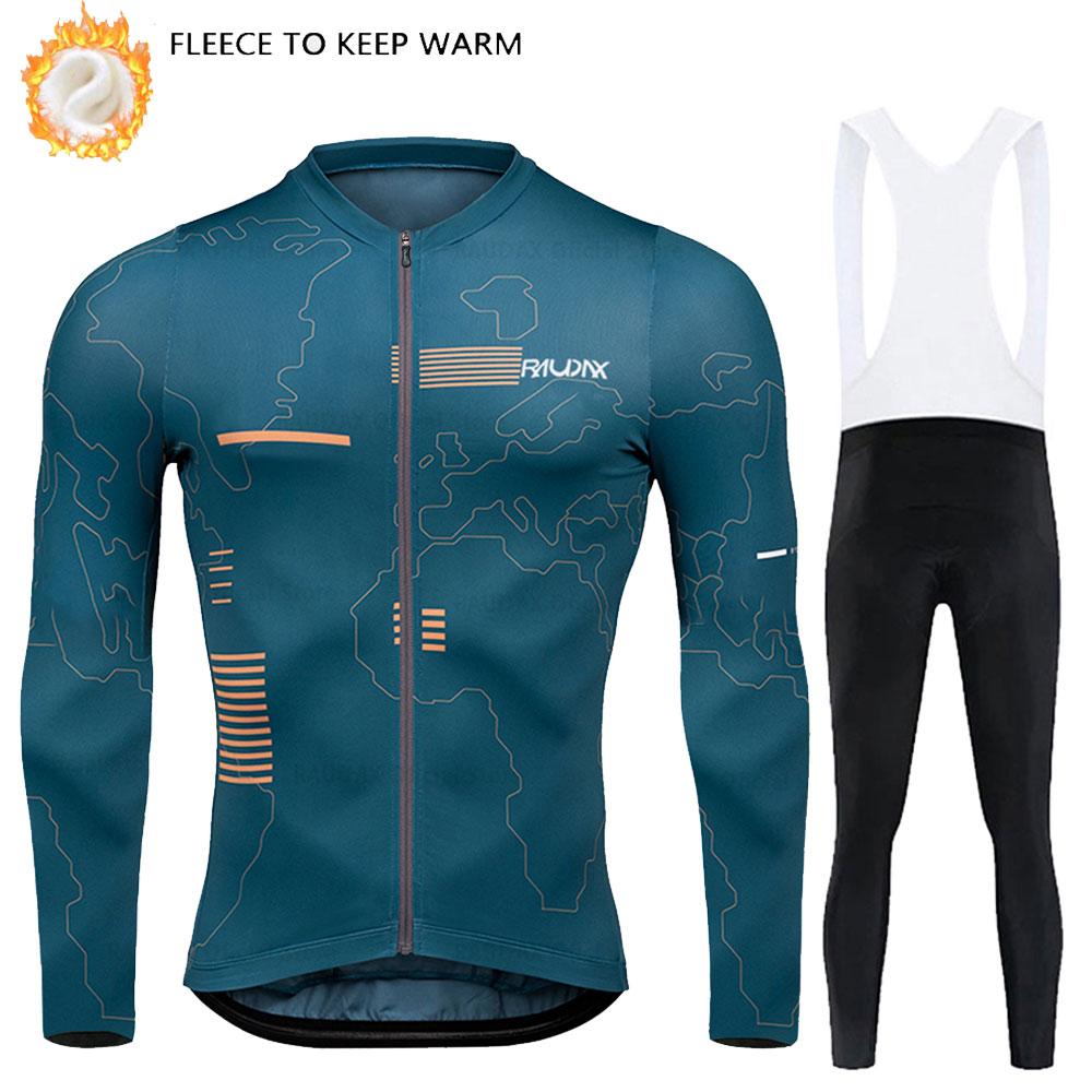 2026 Velvet Warm Cycling Suit Set Winter Thermal Fleece Cycling Jersey Top MTB Bike Outdoor Men's Road Bicycle Clothing Long Sleeves Shirt Uniform