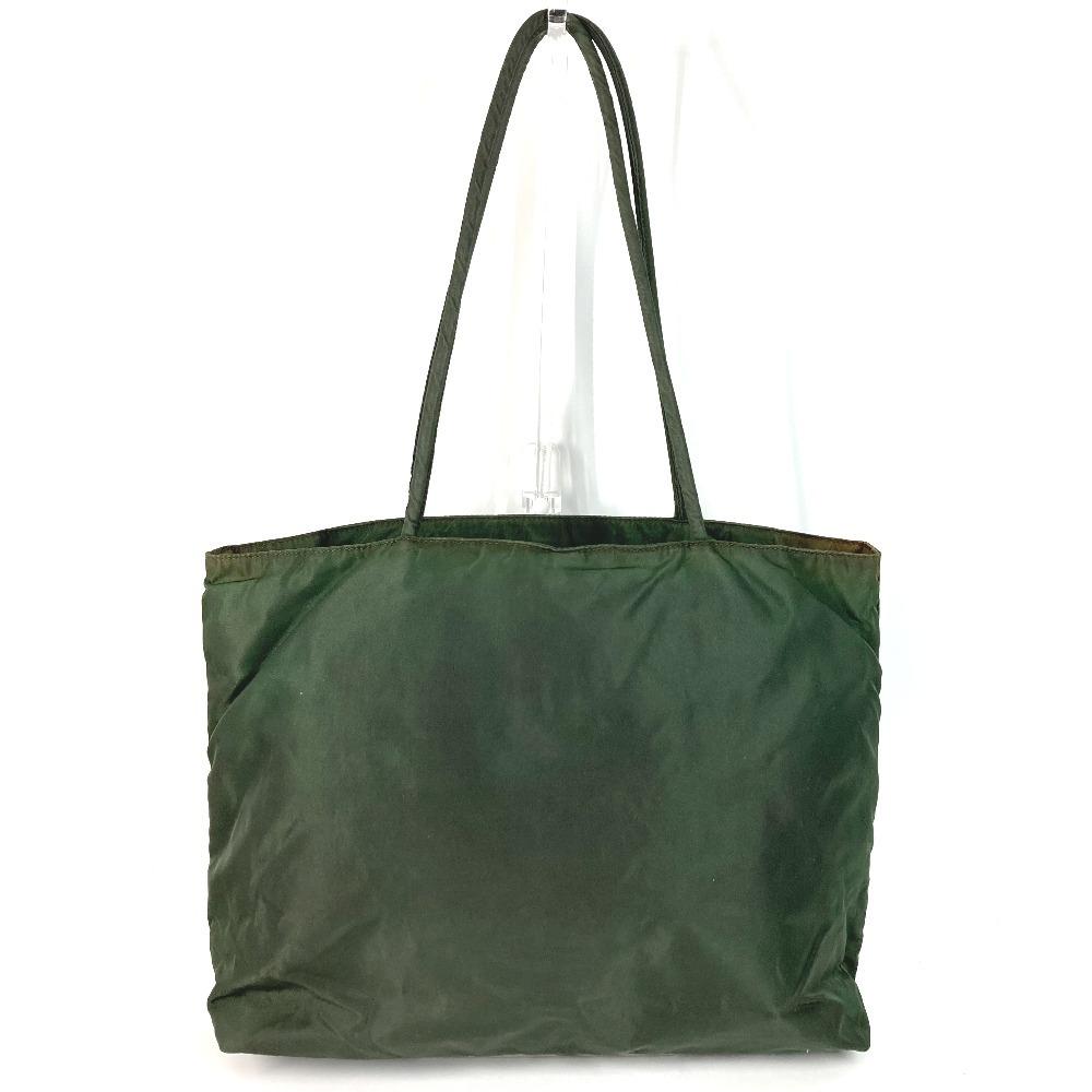 PRADA triangle logo plate Bag Tote Bag Shoulder Bag Nylon khaki