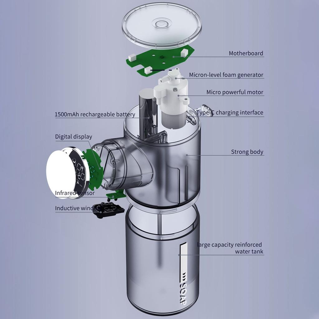 3 Вт 320 мл Перезаряжаемый Автоматический Диспенсер для Мыла с Инфракрасным Датчиком, Водонепроницаемый Диспенсер для Мыла с Цифровым Дисплеем